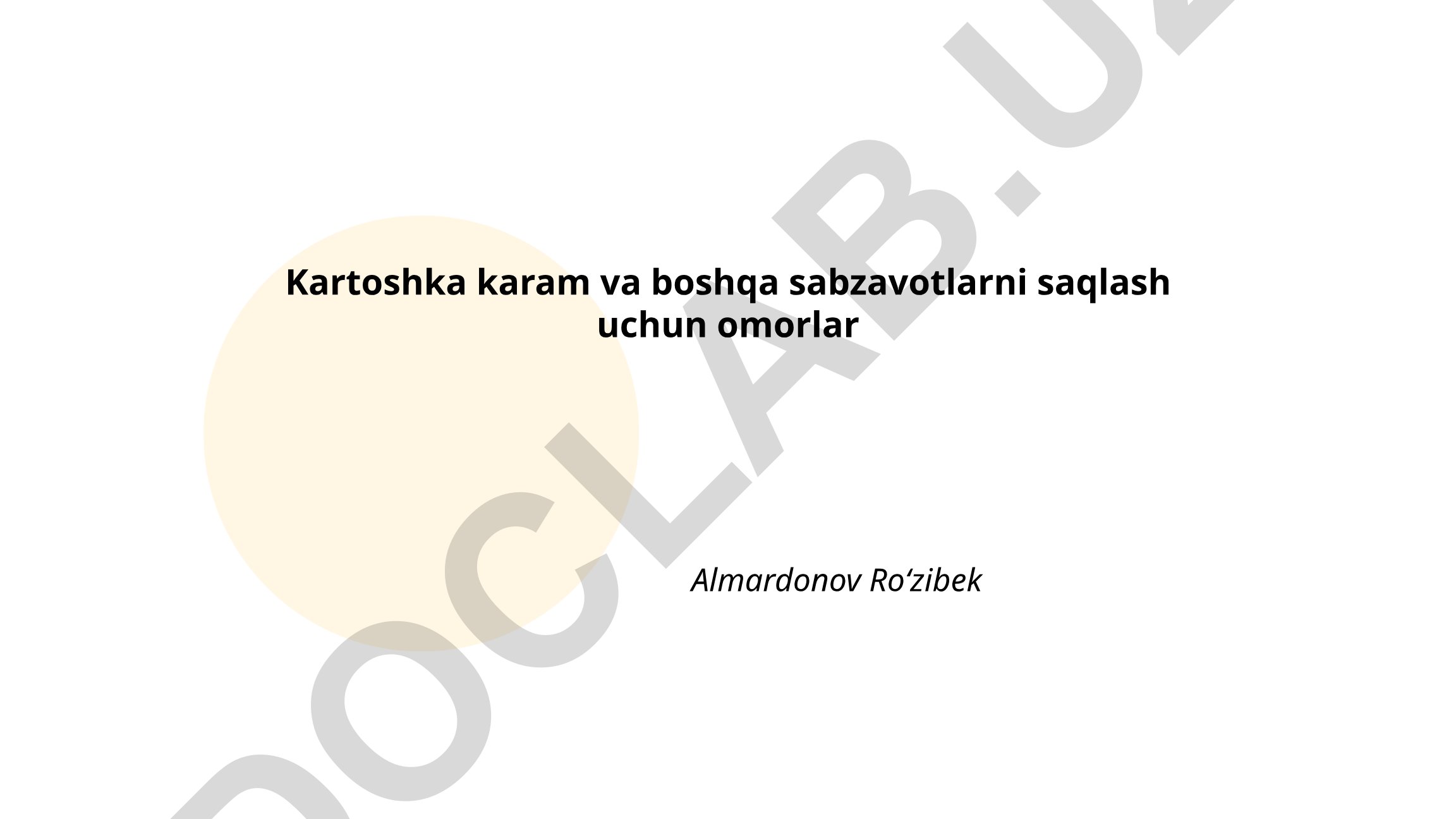 Kartoshka, karam va boshqa sabzavotlarni saqlash uchun omorlar