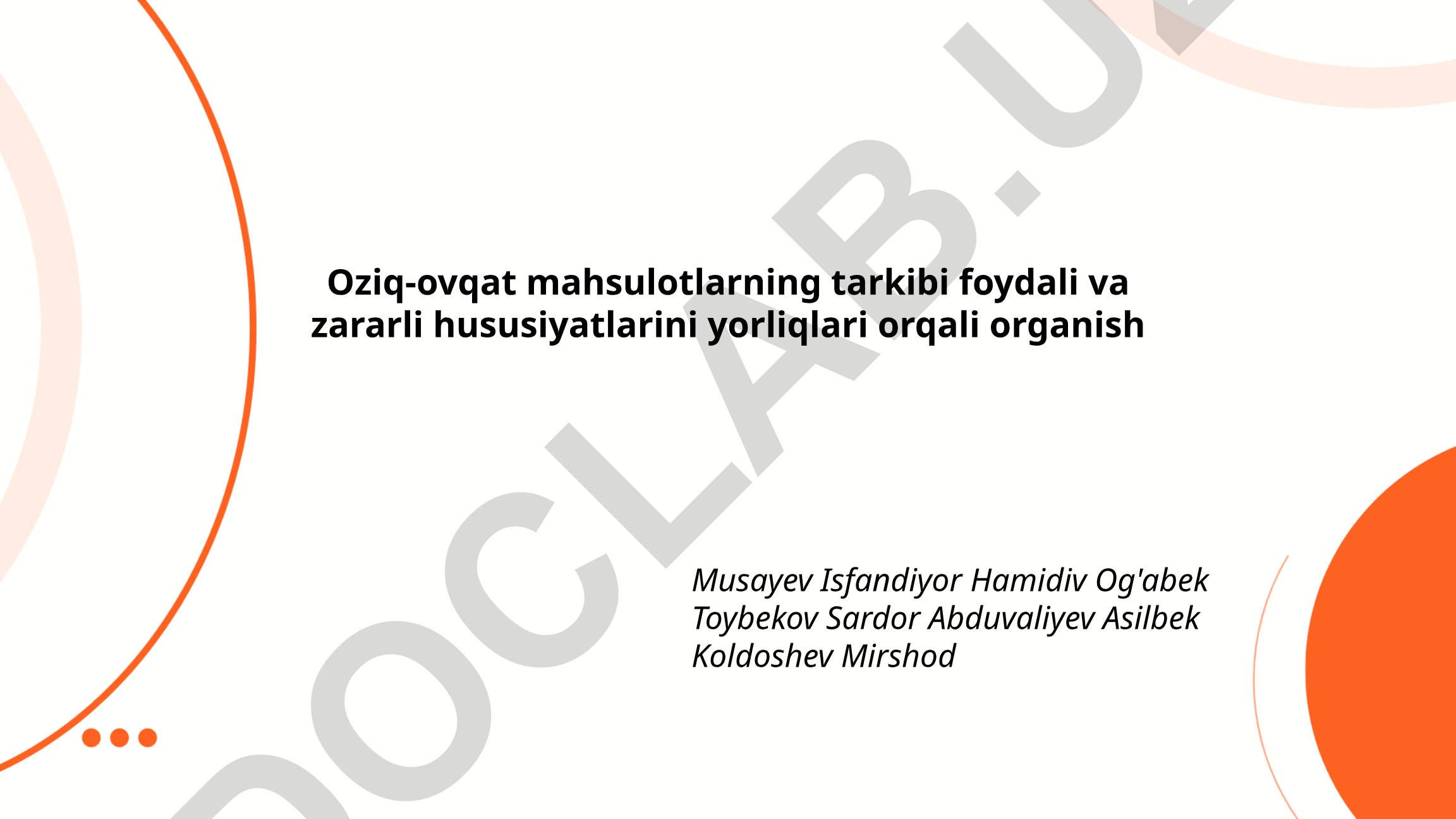 Oziq-ovqat mahsulotlari yorliqlarini o'qish va tahlil qilish