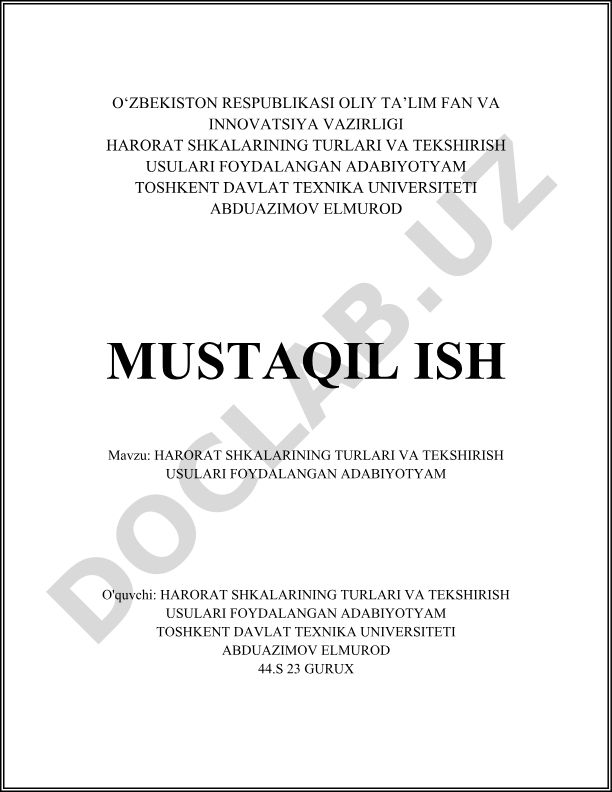 Harorat shkalalarining turlari va tekshirish usullari