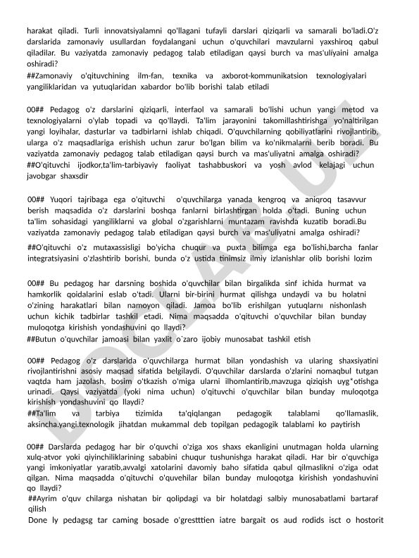 Zamonaviy pedagogning vazifalari va mas'uliyatlari