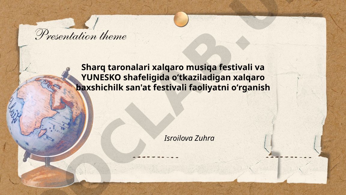 Sharq taronalari xalqaro musiqa festivali va YUNESKO shafeligidagi xalqaro baxshichilik san'at festivali faoliyati