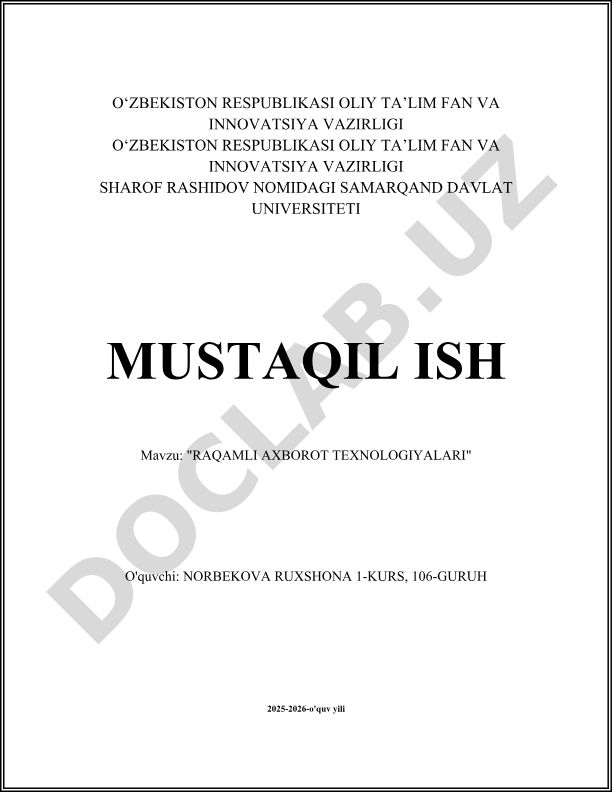 Raqamli axborot texnologiyalari