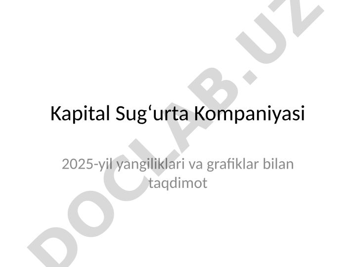 Kapital Sug'urta Kompaniyasi 2025-yil yangiliklari va grafiklar