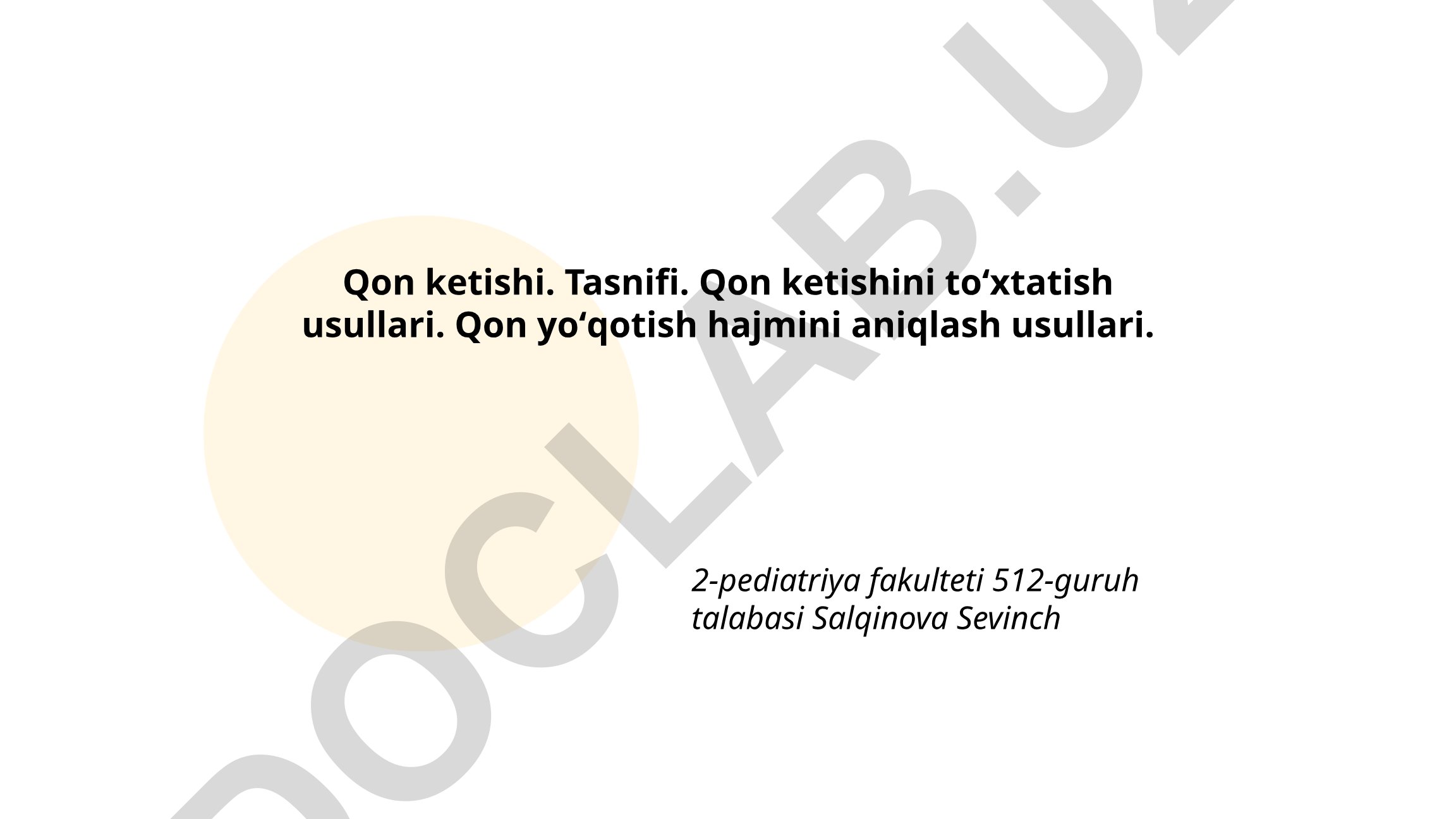 Qon ketishi tasnifi va to'xtatish usullari