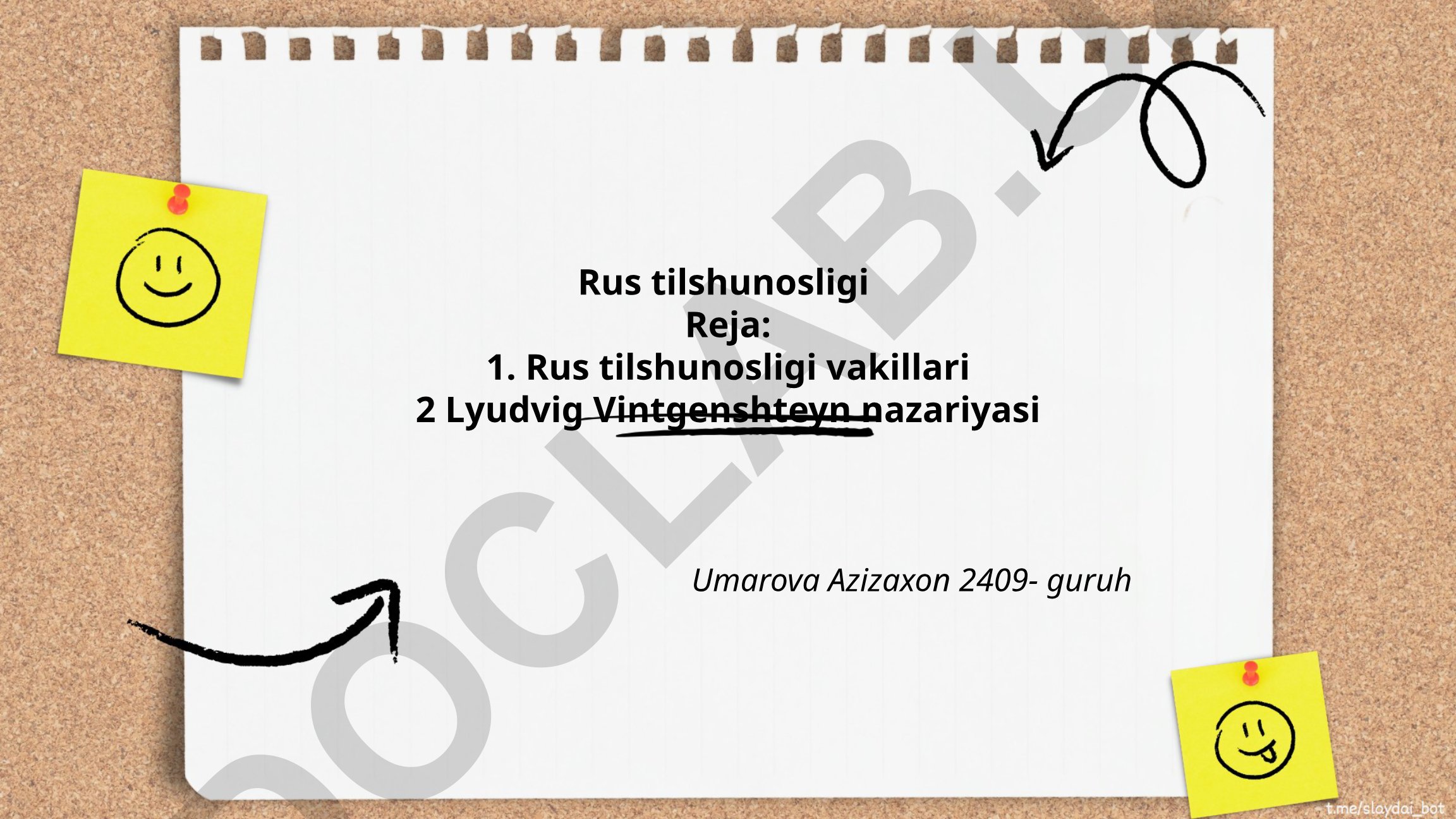 Rus tilshunosligi vakillari va Lyudvig Vintgenshteyn nazariyasi