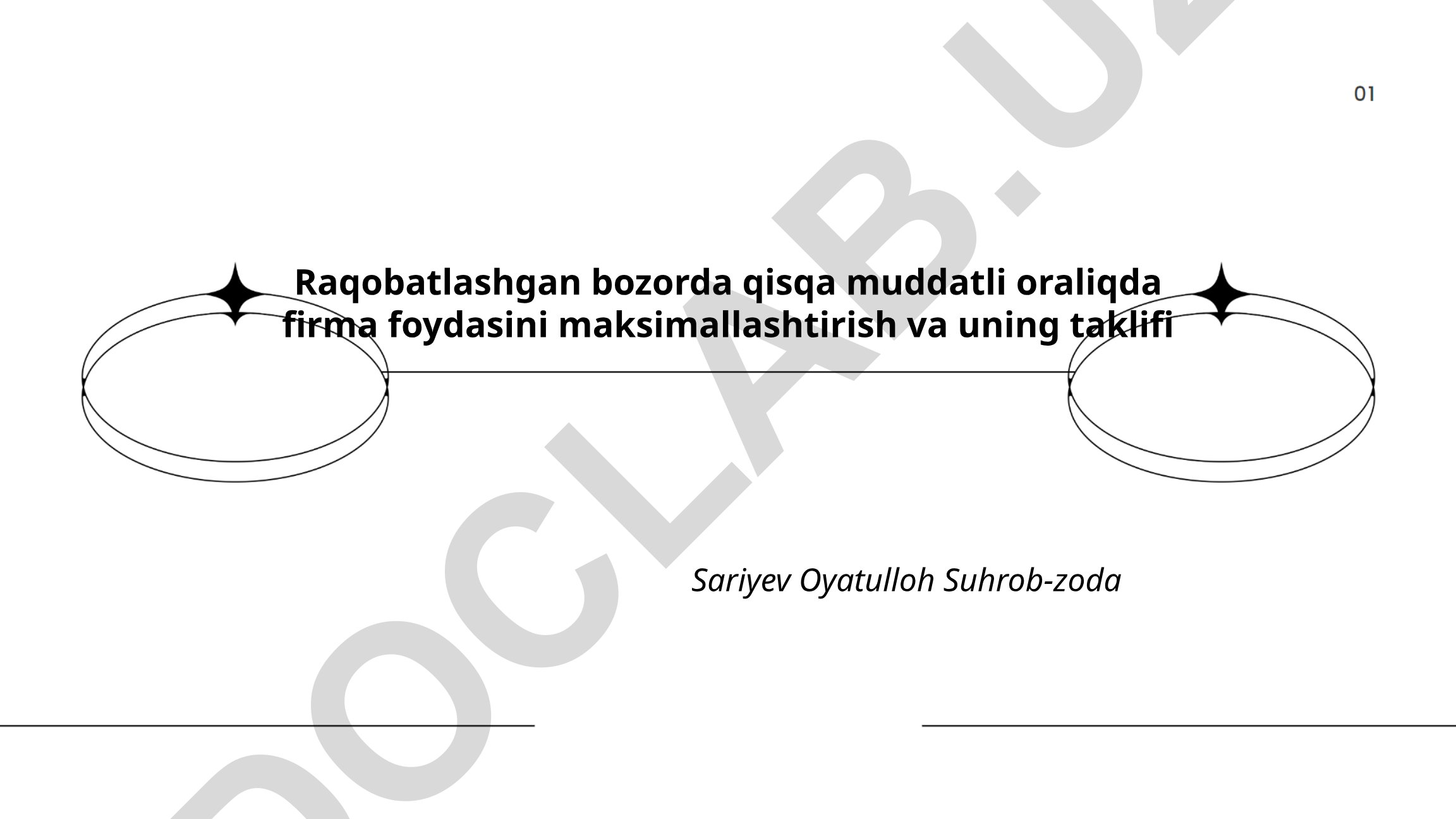 Raqobatlashgan bozorda qisqa muddatli oraliqda firma foydasini maksimallashtirish