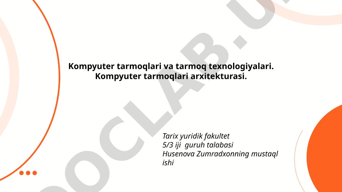 Kompyuter tarmoqlari va tarmoq texnologiyalari arxitekturasi