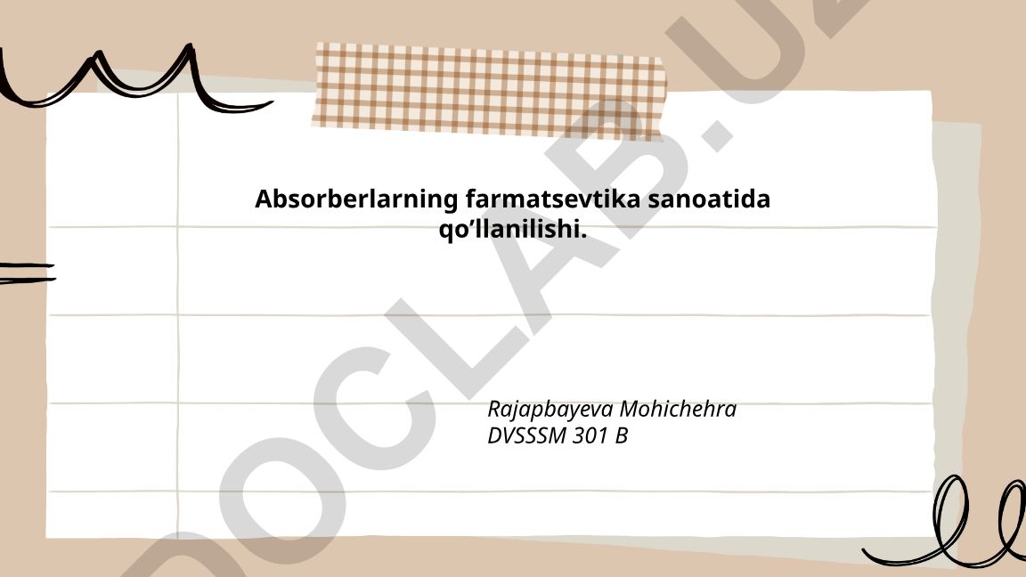 Absorberlarning farmatsevtika sanoatida qo'llanilishi