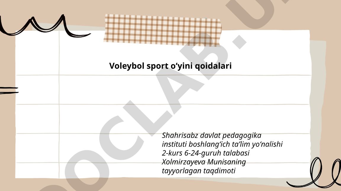 Voleybol sport oʻyini qoidalari