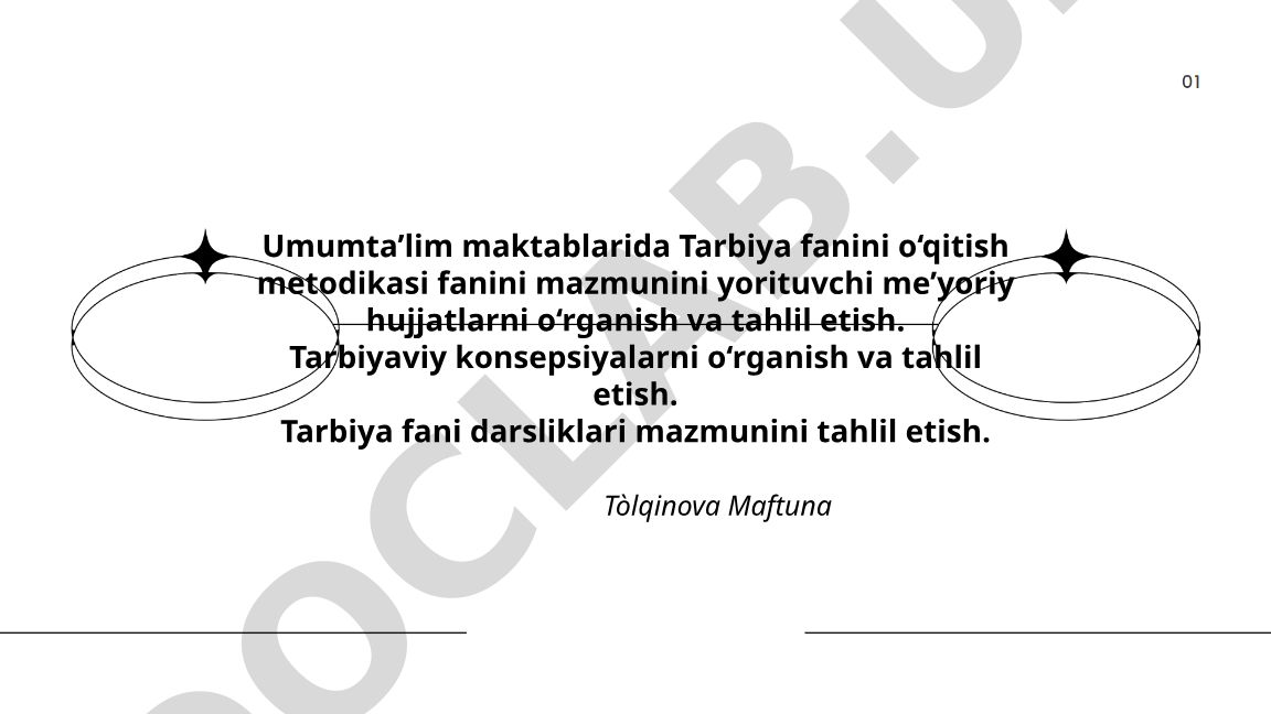 Umumta’lim maktablarida Tarbiya fanini o‘qitish metodikasi