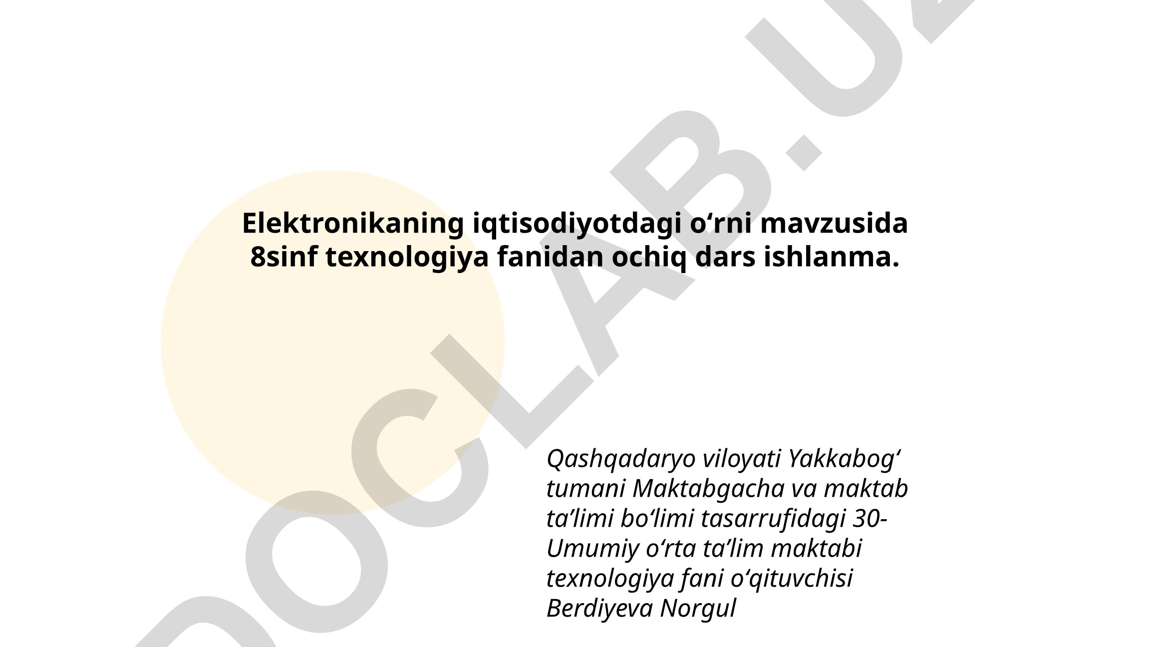 Elektronikaning iqtisodiyotdagi oʻrni