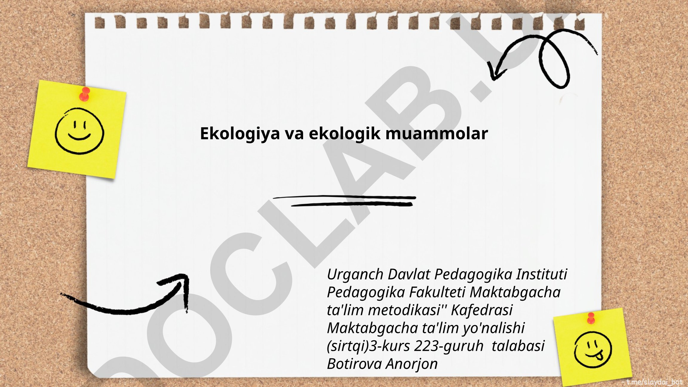 Ekologiya va ekologik muammolar