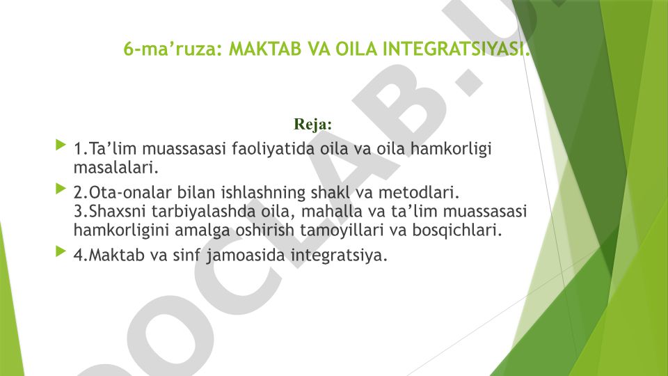 Maktab va oila integratsiyasi