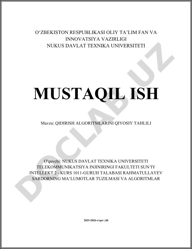 Qidirish algoritmlarini qiyosiy tahlili