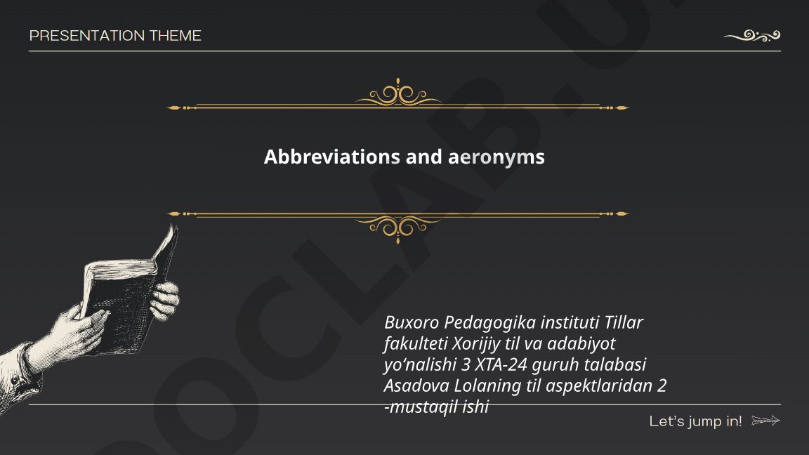 Abbreviations and Acronyms in Linguistics