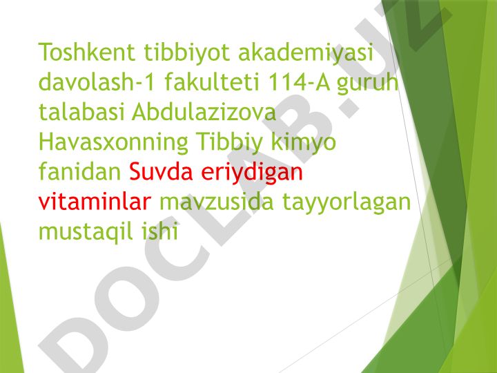 Suvda eriydigan vitaminlar