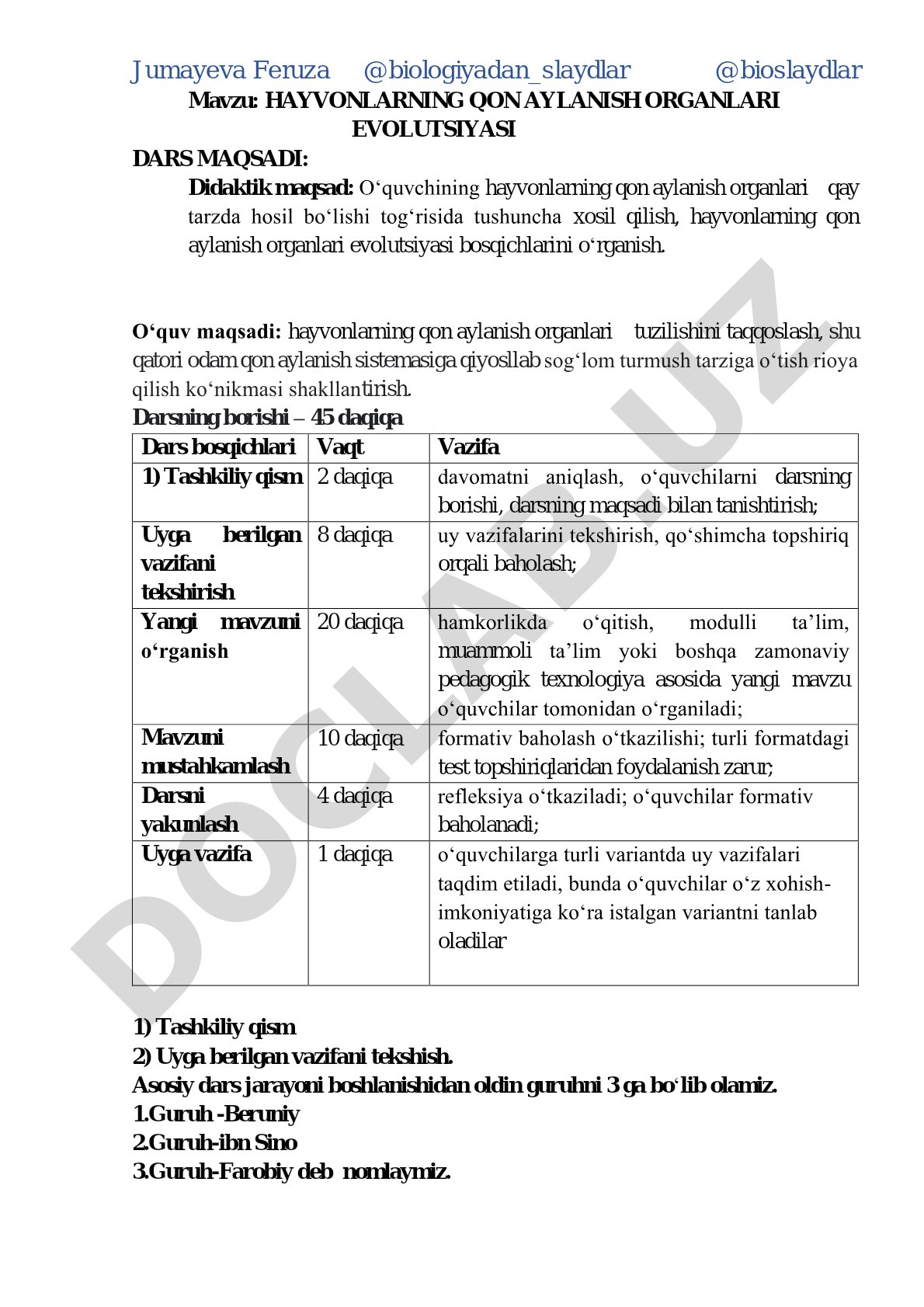 HAYVONLARNING QON AYLANISH ORGANLARI EVOLUTSIYASI