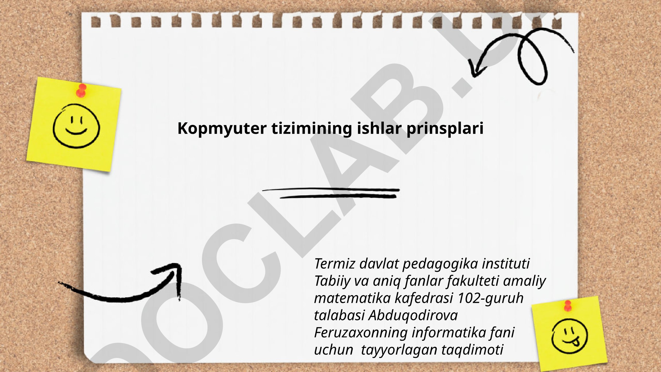 Kompyuter tizimining ishlash prinsiplari