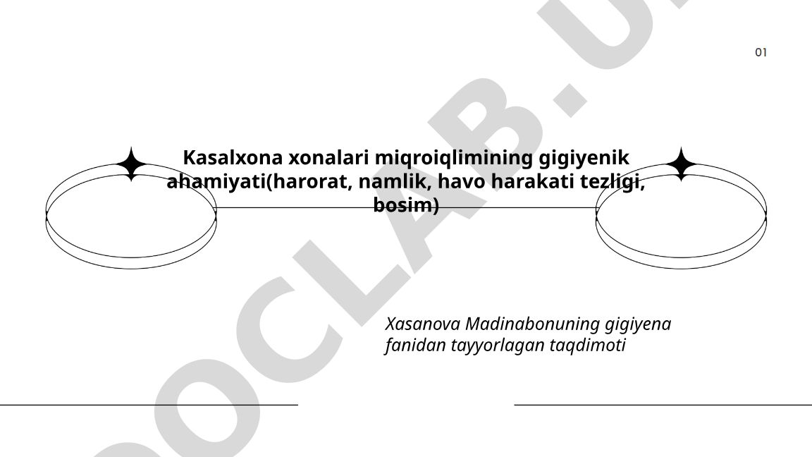 Kasalxona xonalari miqroiqlimining gigiyenik ahamiyati