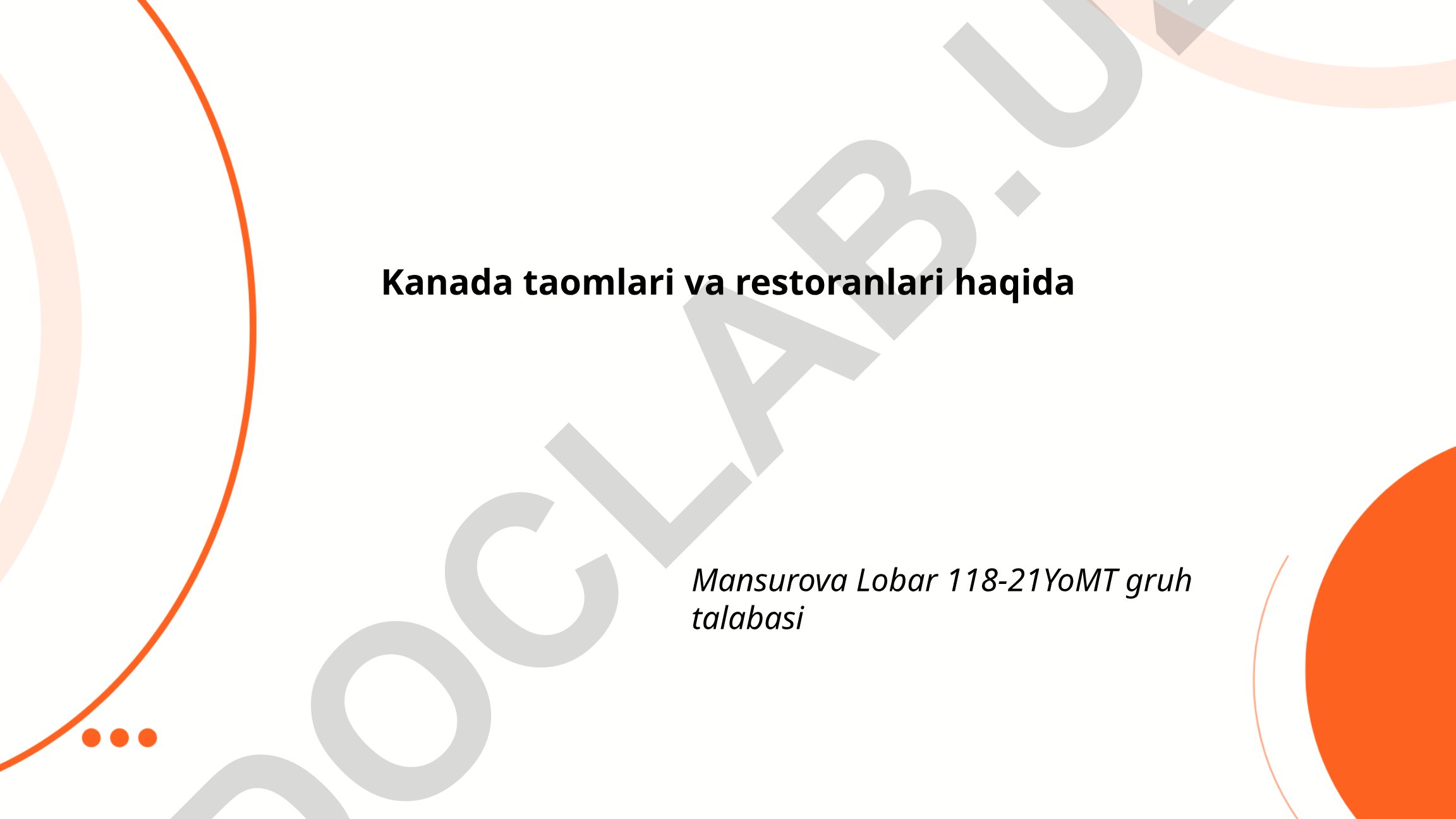 Kanada taomlari va restoranlari