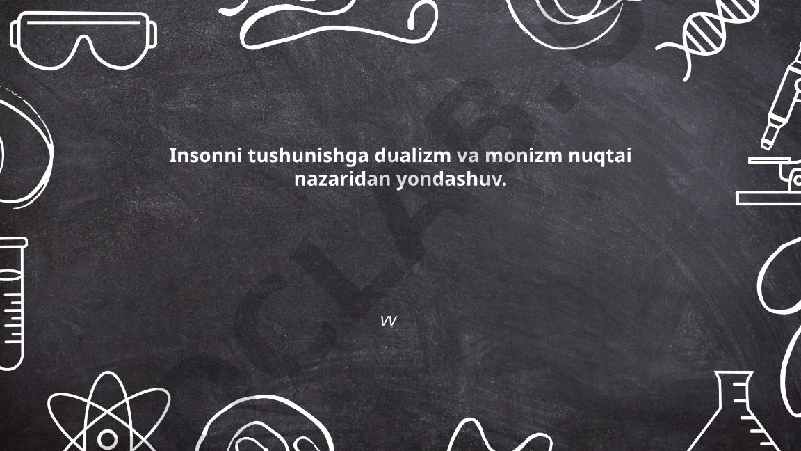 Insonni tushunishga dualizm va monizm nuqtai nazaridan yondashuv