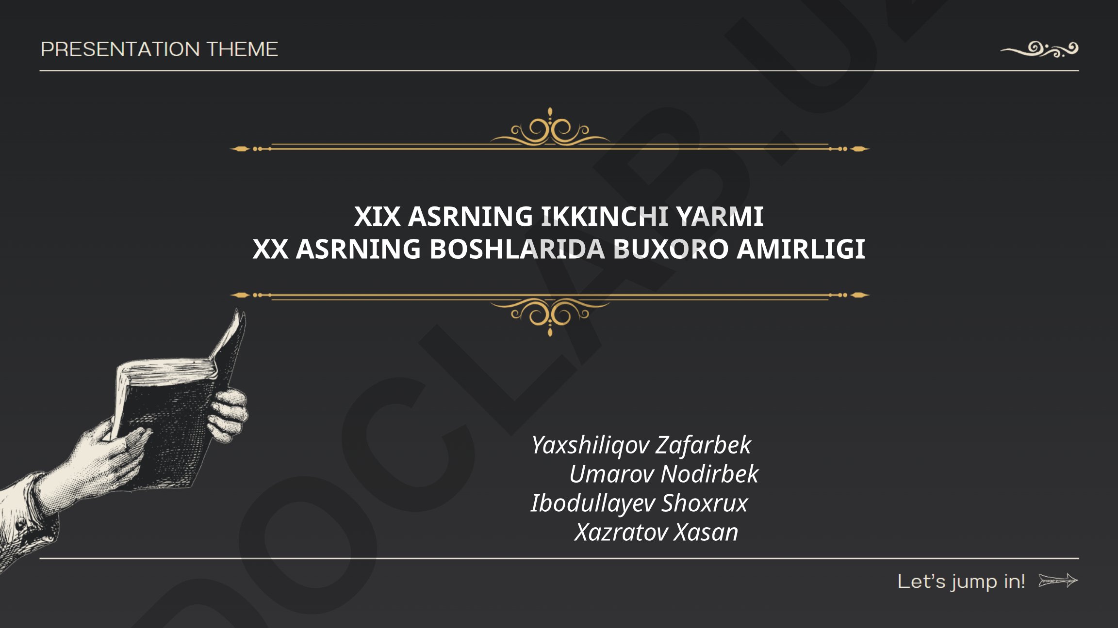 XIX asrning ikkinchi yarmi XX asr boshlarida Buxoro amirligi