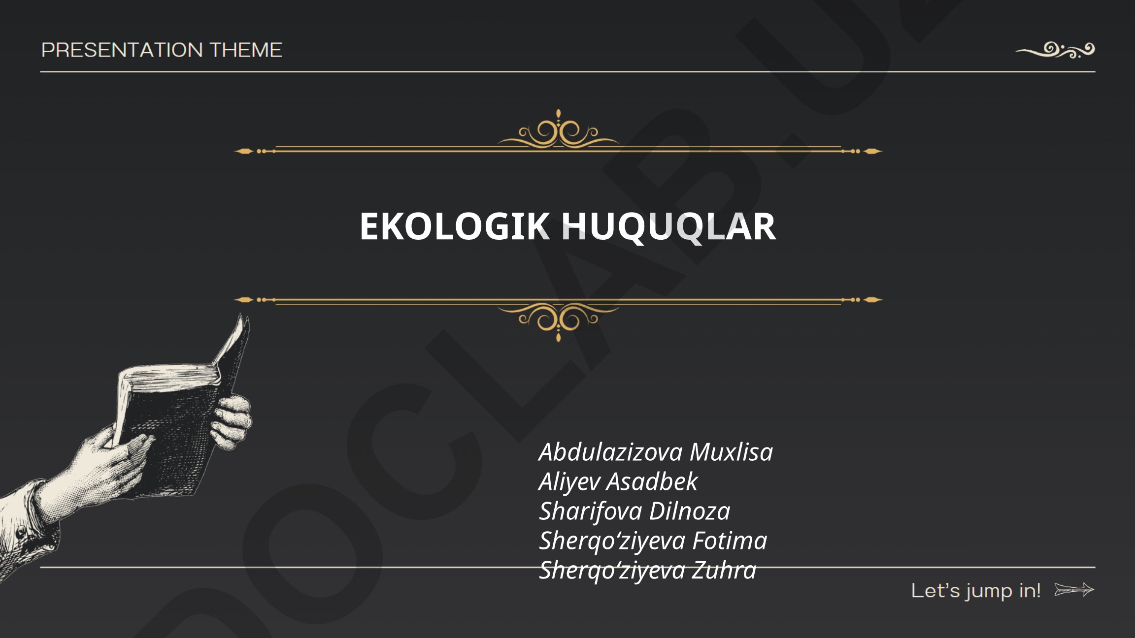 Ekologik huquqlar: tushuncha, tamoyillar va O'zbekiston Konstitutsiyasida