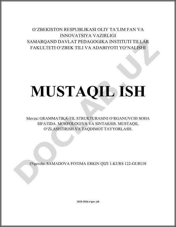 Grammatika-til strukturasini o'rganuvchi soha sifatida. Morfologiya va sintaksis