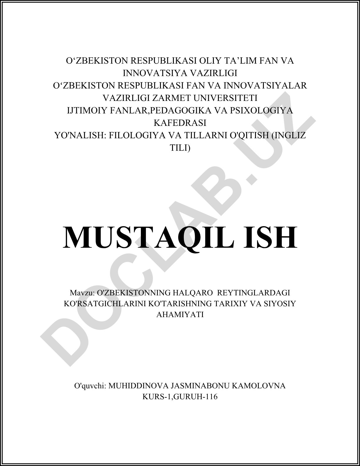 O'zbekistonning xalqaro reytinglardagi ko'rsatgichlarini ko'tarishning tarixiy va siyosiy ahamiyati