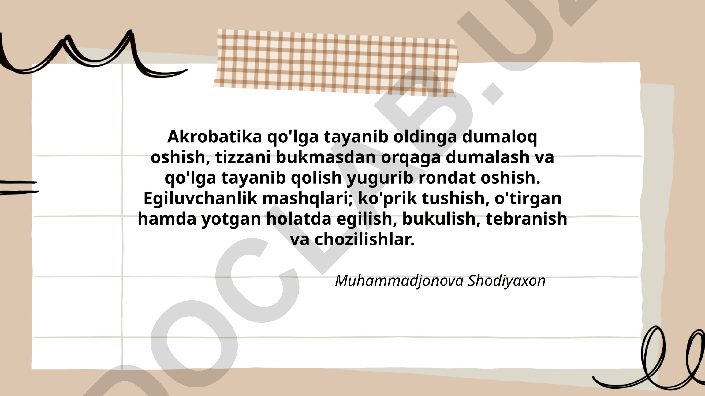 Akrobatika va egiluvchanlik mashqlari texnikasi