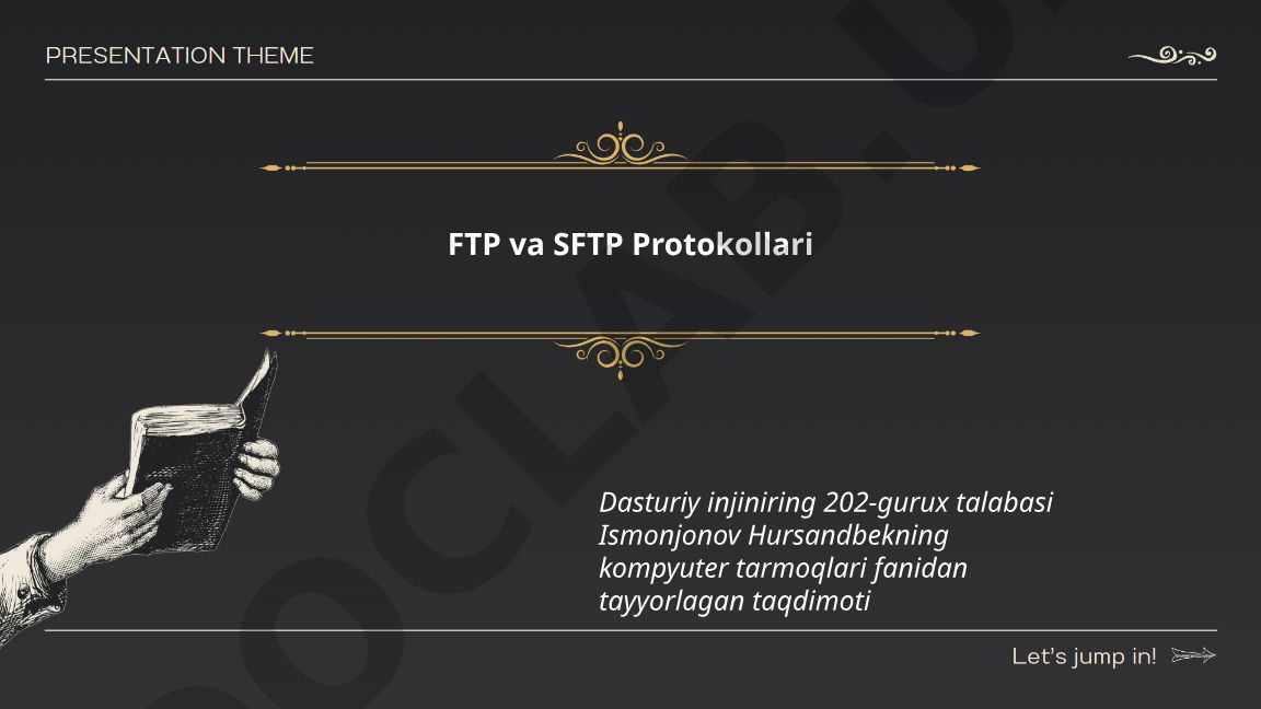FTP va SFTP protokollarining tarmoqda ishlash prinsiplari