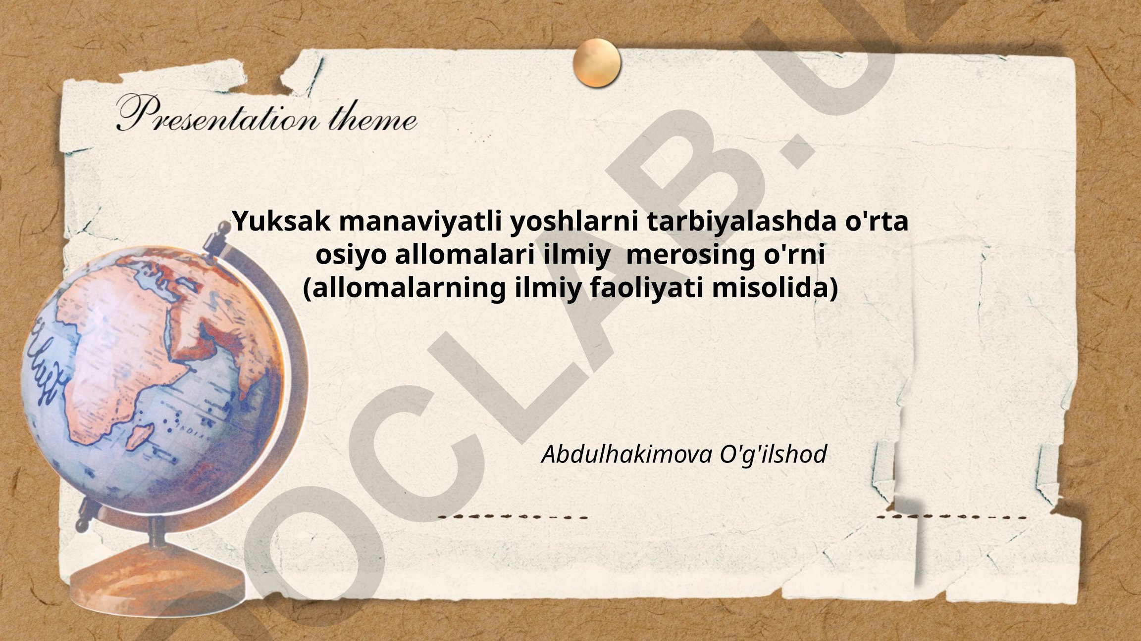 Yuksak manaviyatli yoshlarni tarbiyalashda O'rta Osiyo allomalari ilmiy merosining o'rni
