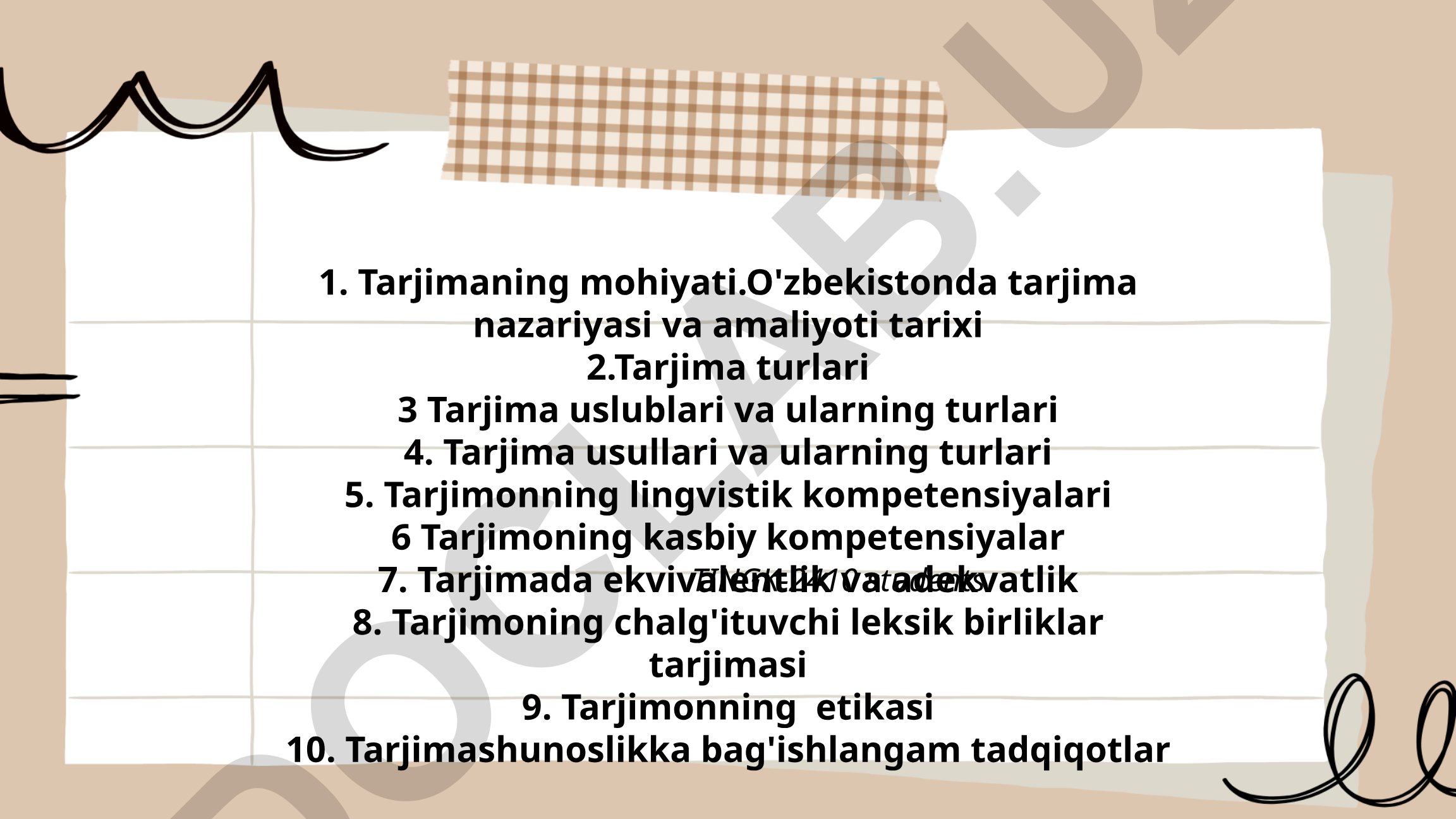 Tarjima nazariyasi va amaliyoti