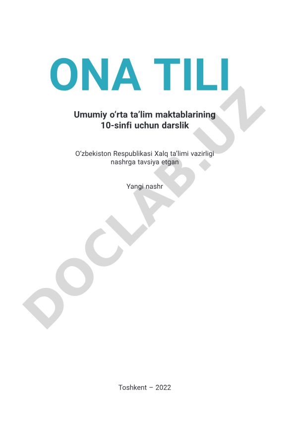 Ona tili 10-sinf uchun darslik