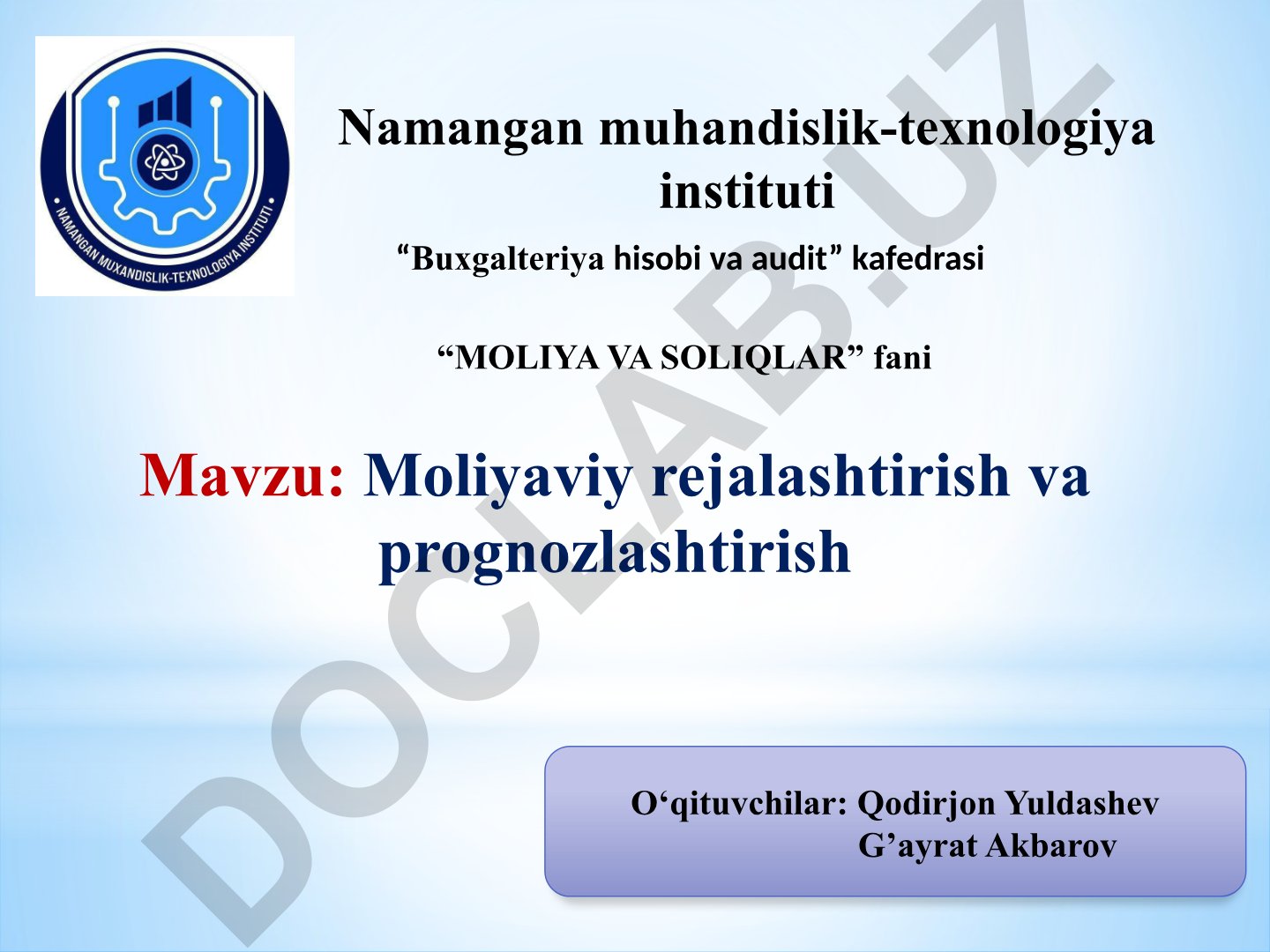 Moliyaviy rejalashtirish va prognozlashtirish