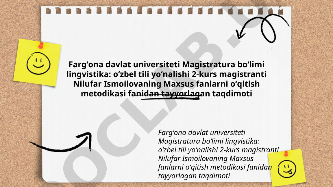Maxsus fanlarni o'qitish metodikasi