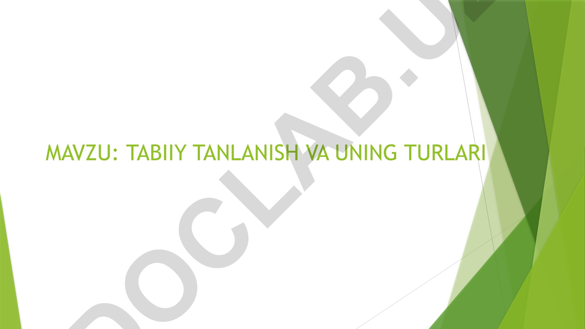 Tabiiy tanlanish va uning turlari