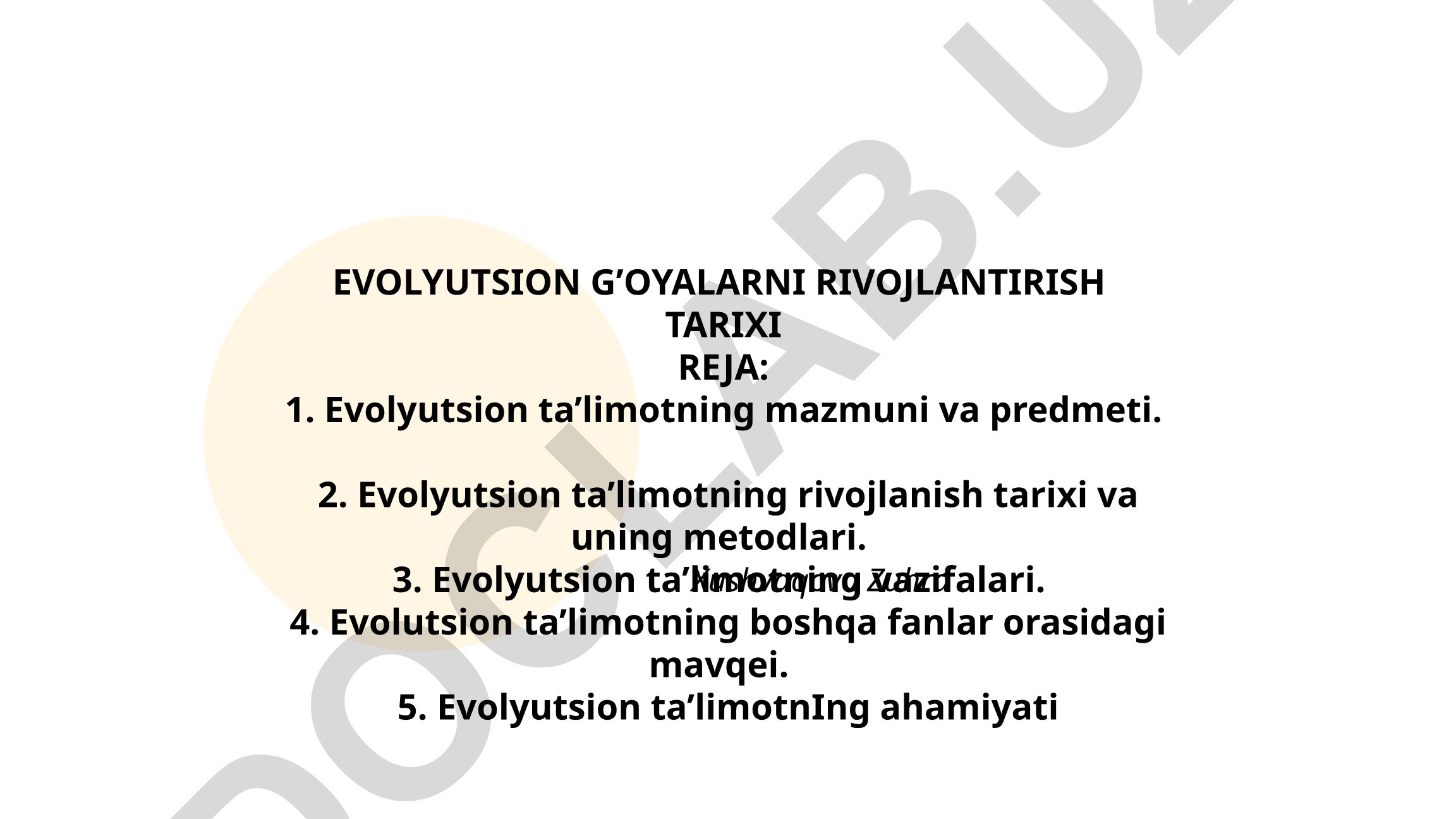 Evolyutsion g'oyalarni rivojlantirish tarixi