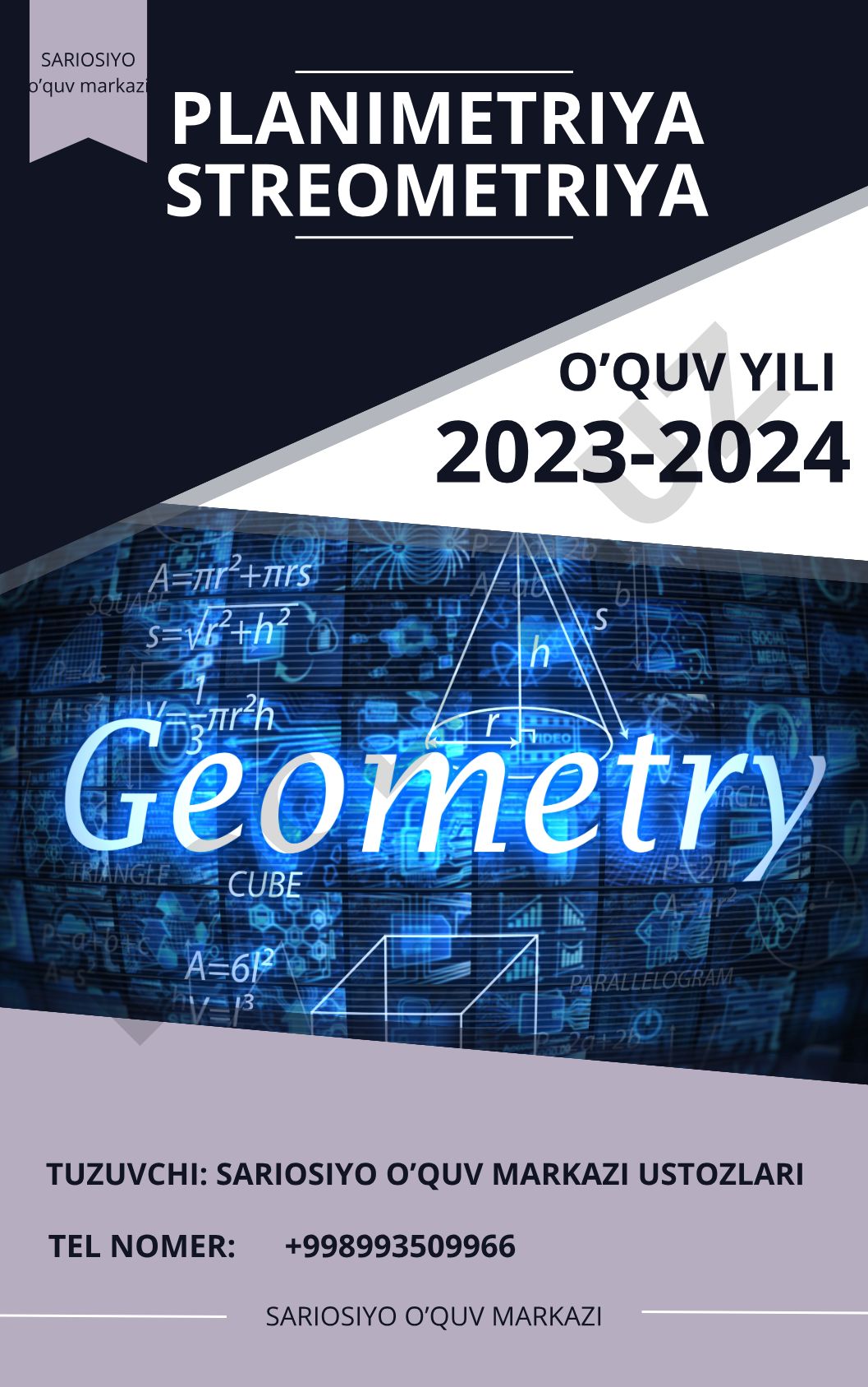 Planimetriya va stereometriya bo'yicha test savollari