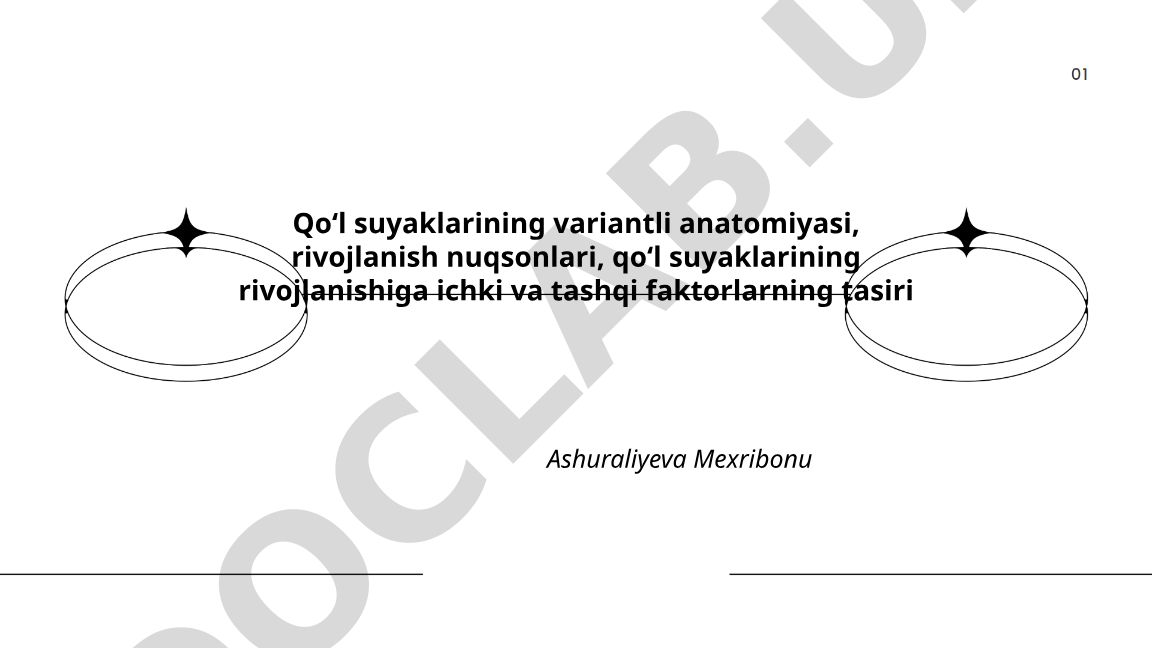 Qoʻl suyaklarining variantli anatomiyasi va rivojlanish nuqsonlari