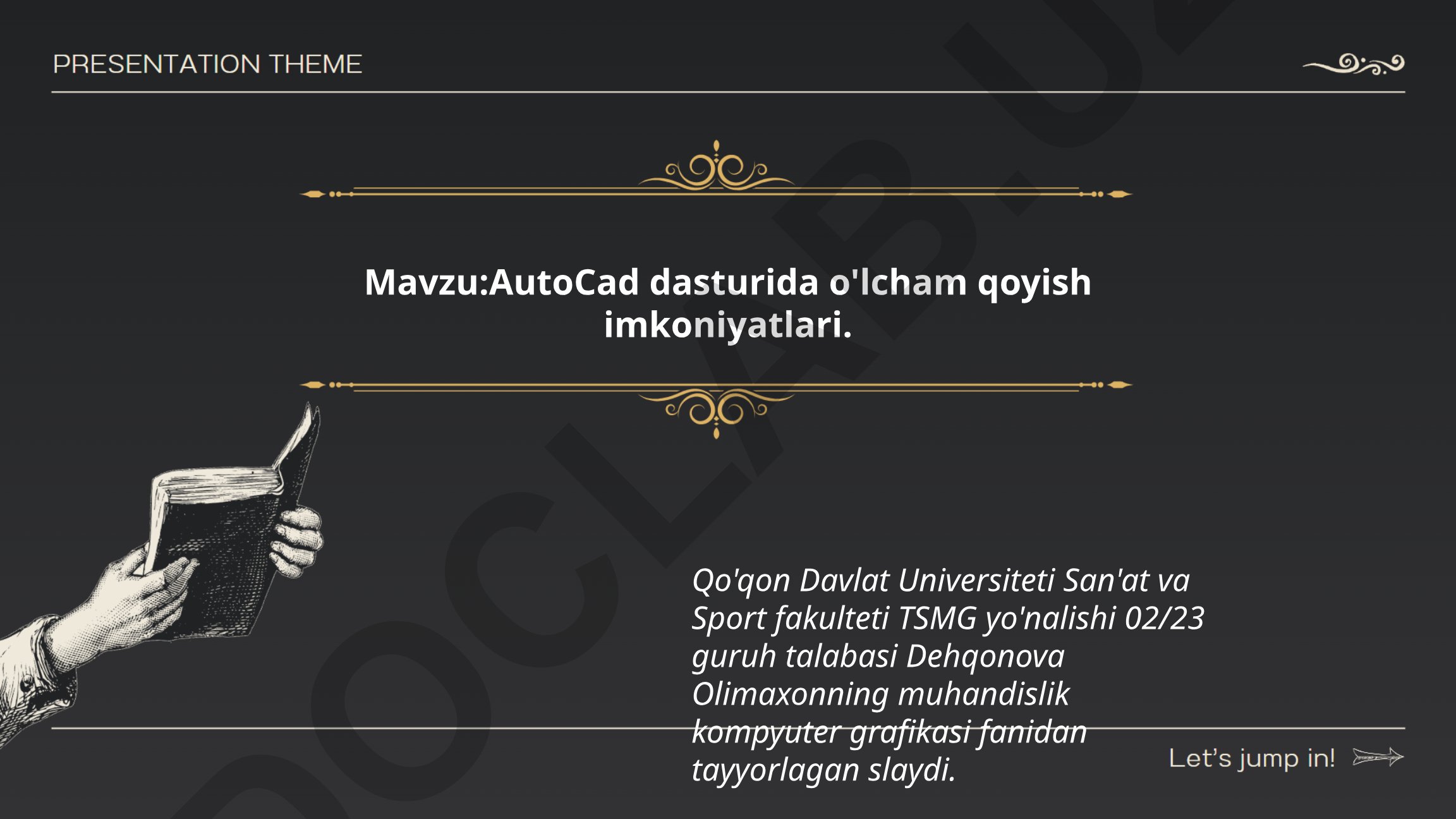 AutoCad dasturida o'lcham qoyish imkoniyatlari