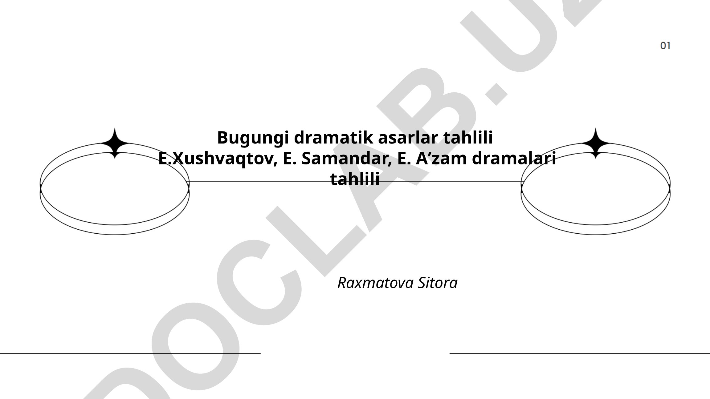E. Xushvaqtov, E. Samandar, E. Aʼzam dramalari tahlili
