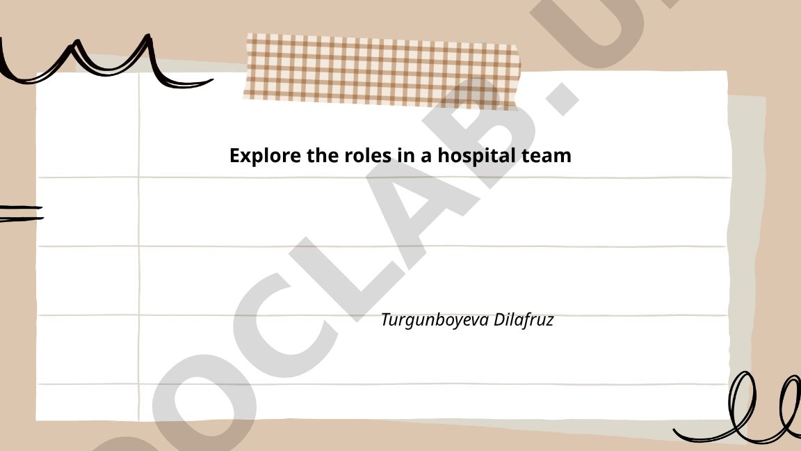 Explore the roles in a hospital team