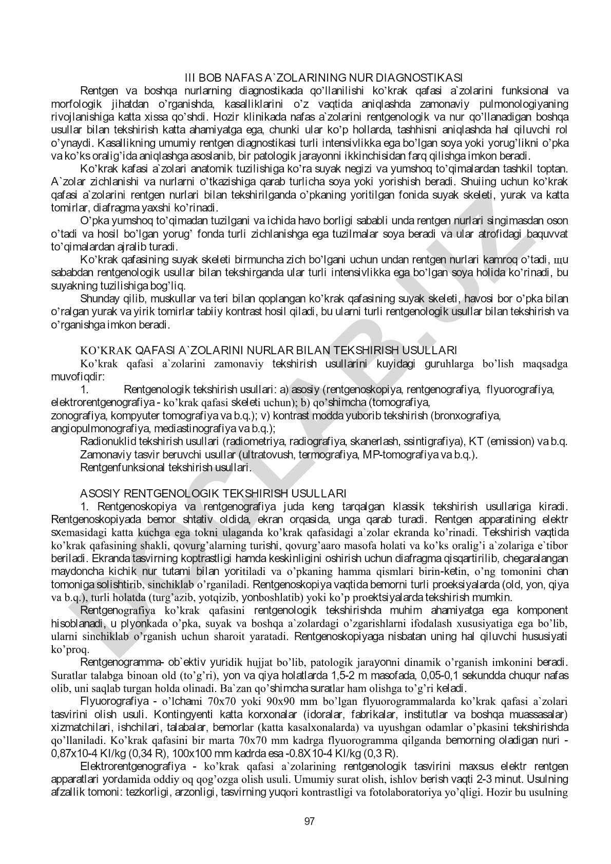 Nafas a'zolarining nur diagnostikasi