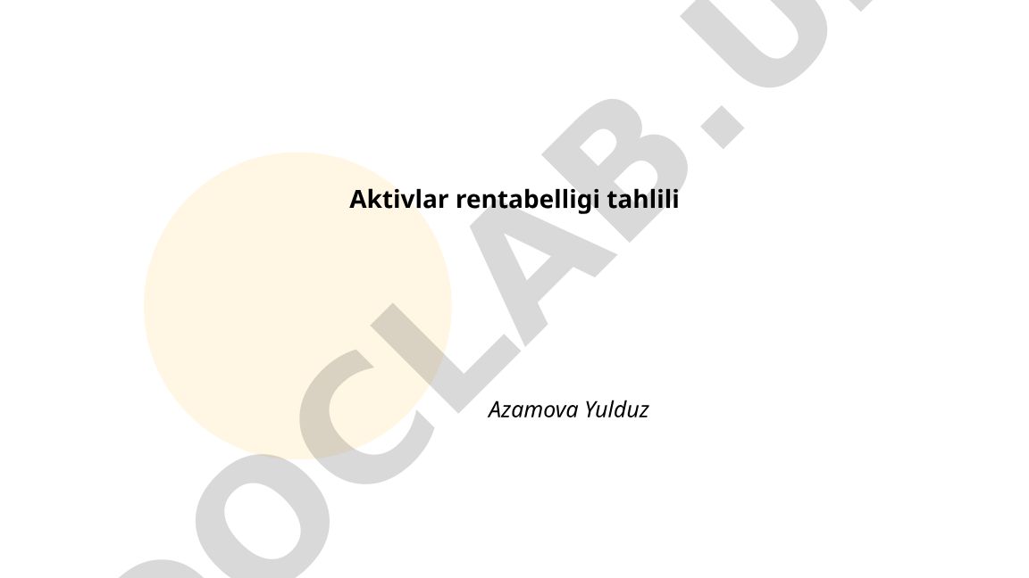Aktivlar rentabelligi tahlili