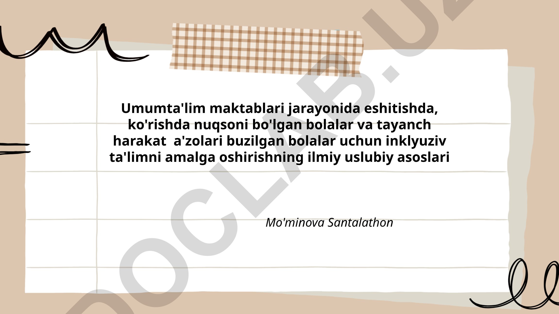 Umumta'lim maktablarida inklyuziv ta'limning ilmiy uslubiy asoslari
