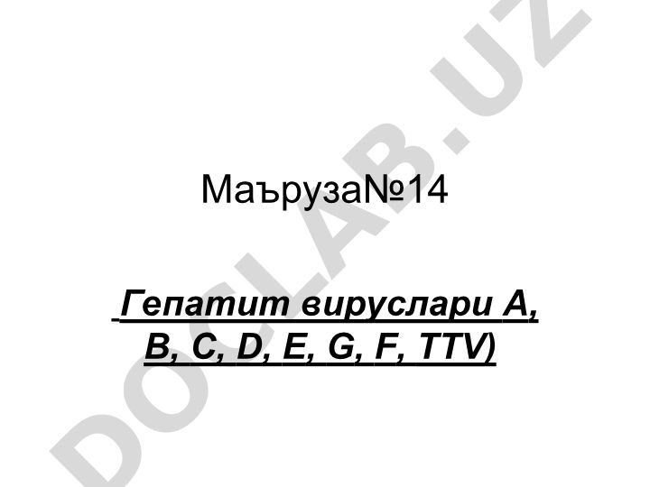 Гепатит вируслари A, B, C, D, E, G, F, TTV муаммоси