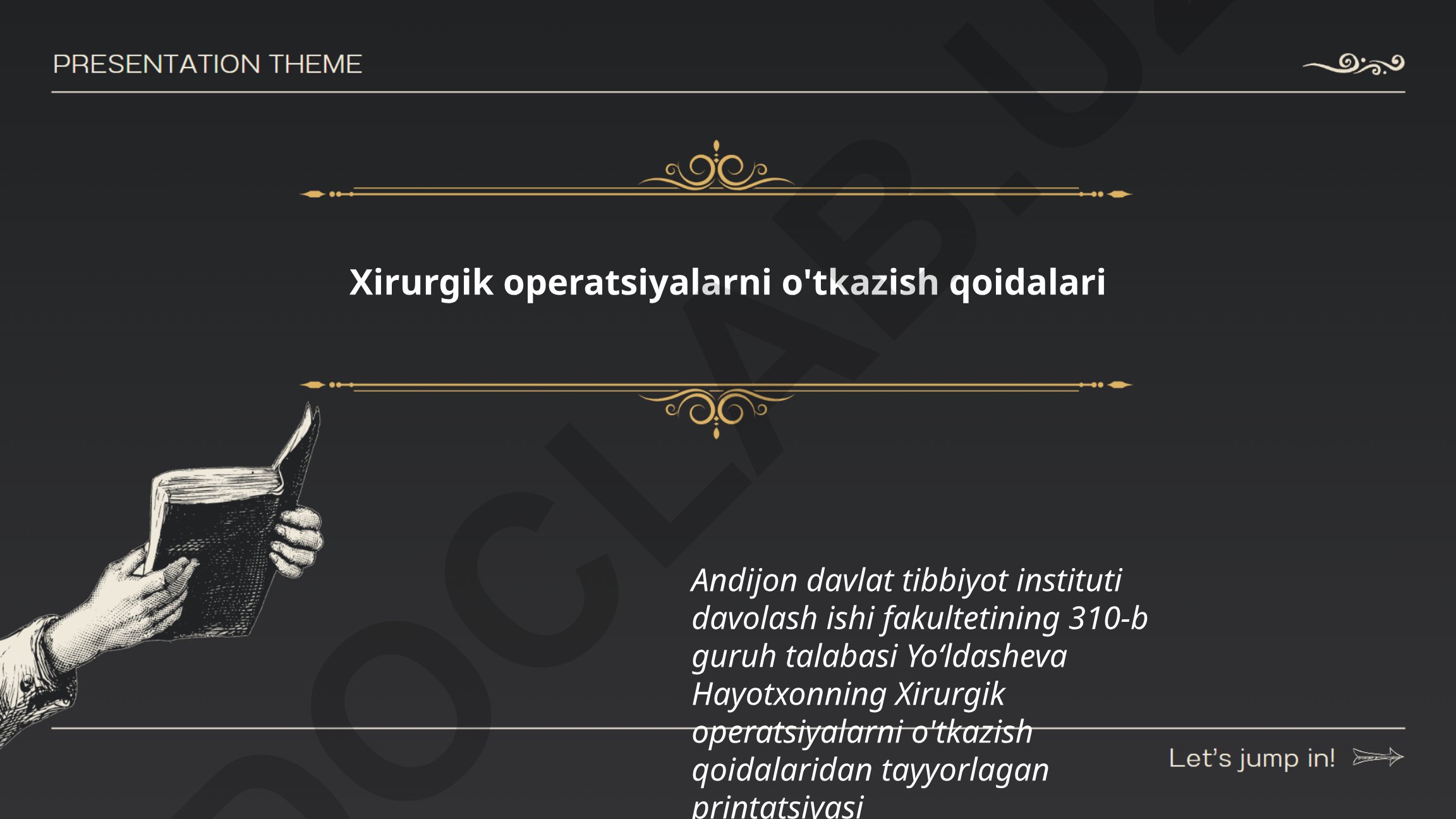 Xirurgik operatsiyalarni o'tkazish qoidalari