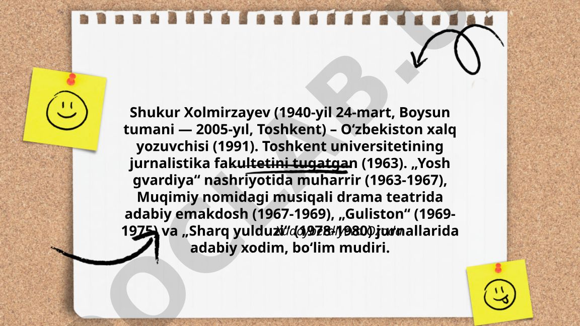 Shukur Xolmirzayev hayoti va faoliyati