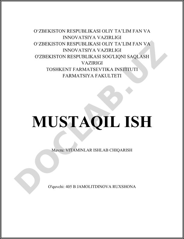Vitaminlar ishlab chiqarish